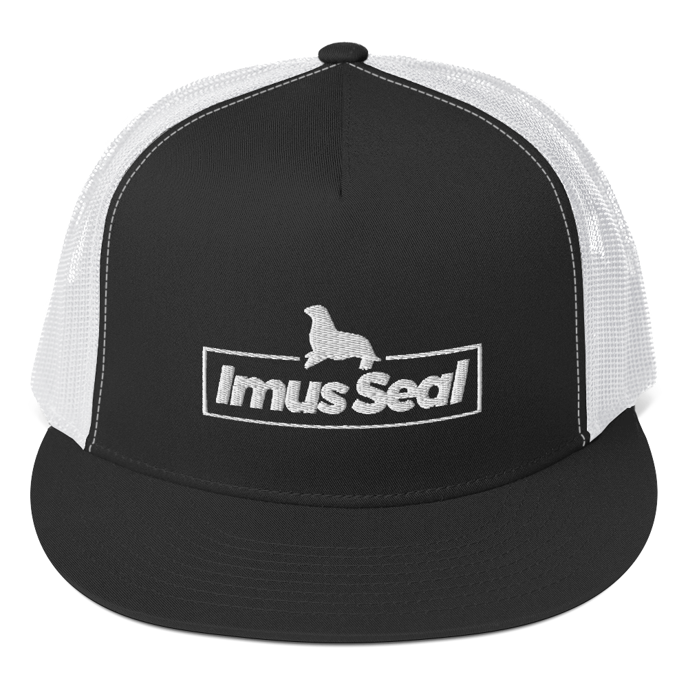 Imus Seal Five Panel Trucker Hat - Black/White