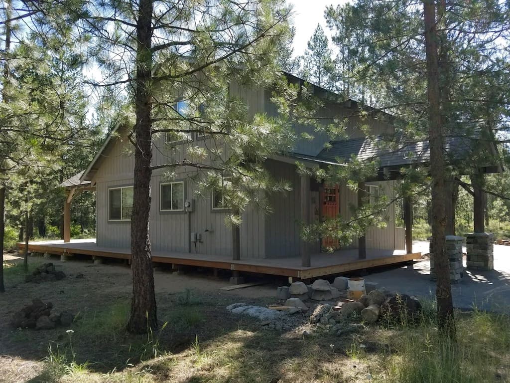 Deck with pressure-treated wood structure