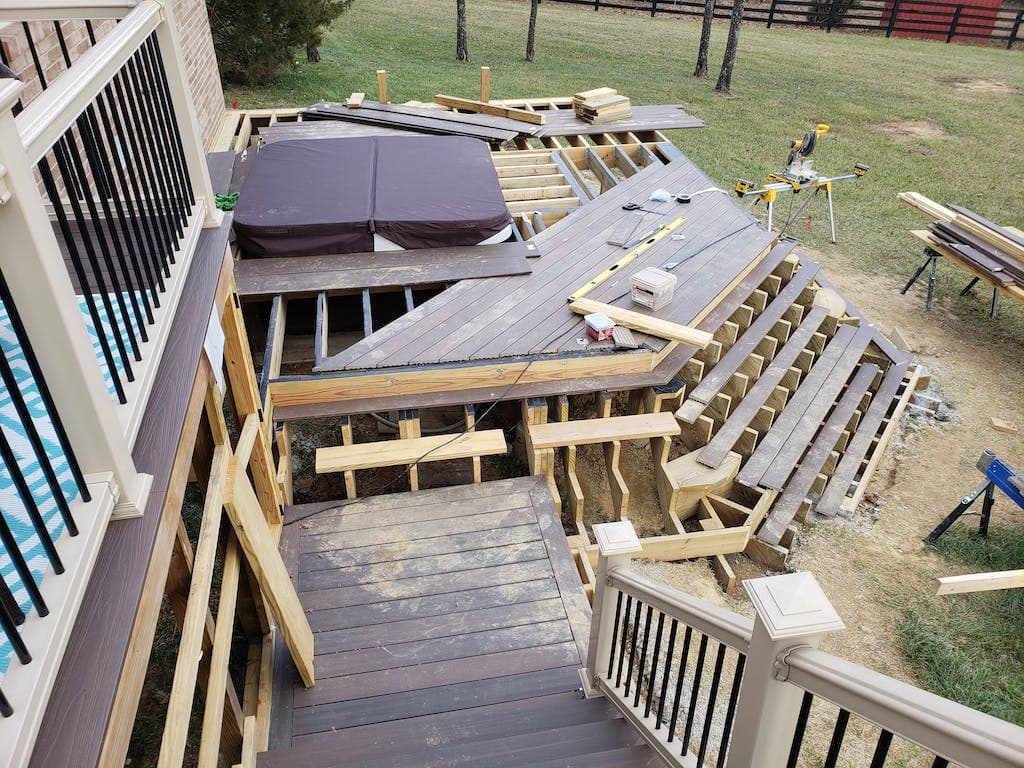 Deck construction with Imus Seal Butyl Joist Tape flashing