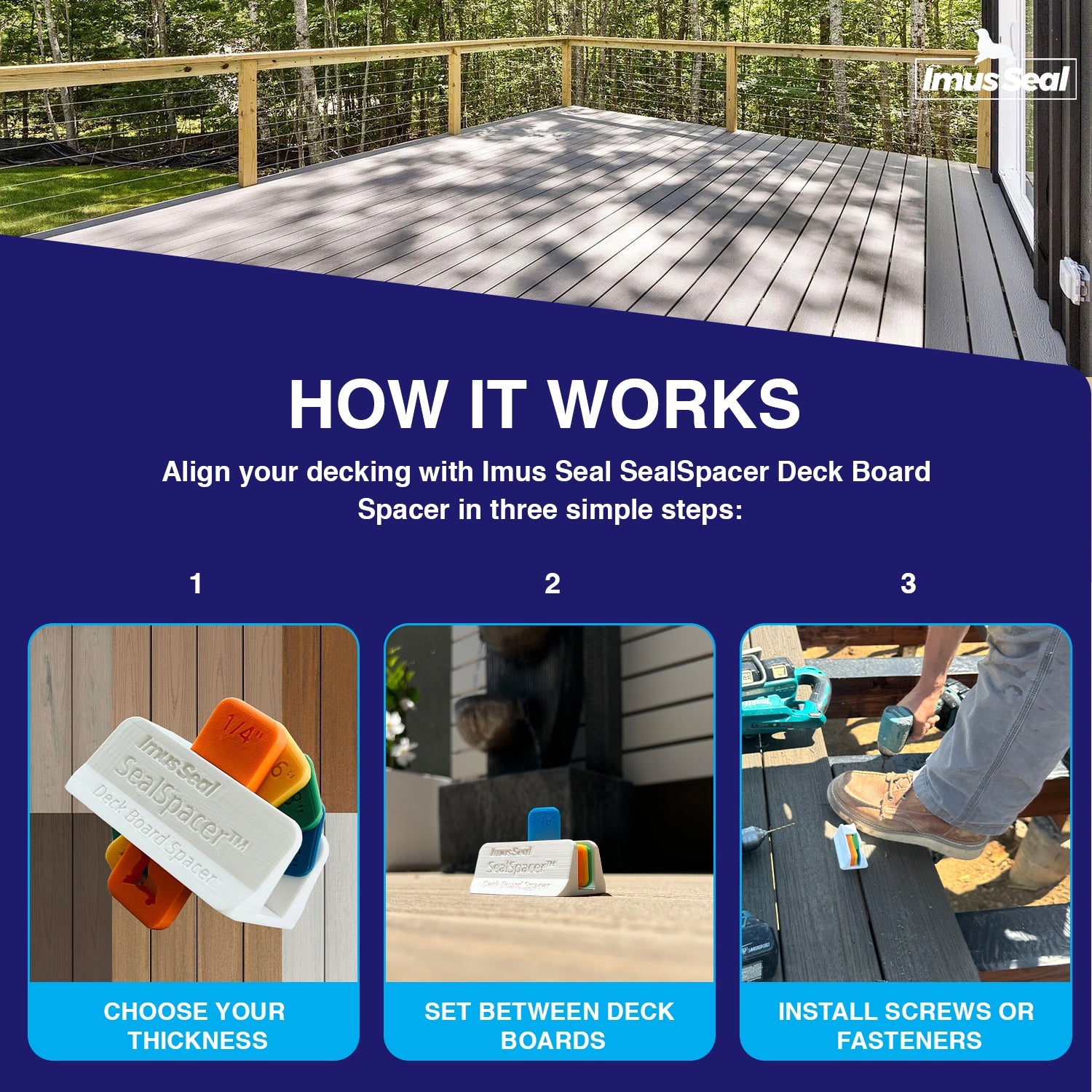 Imus Seal SealSpacer Deck Board Spacer How it Works Infographic