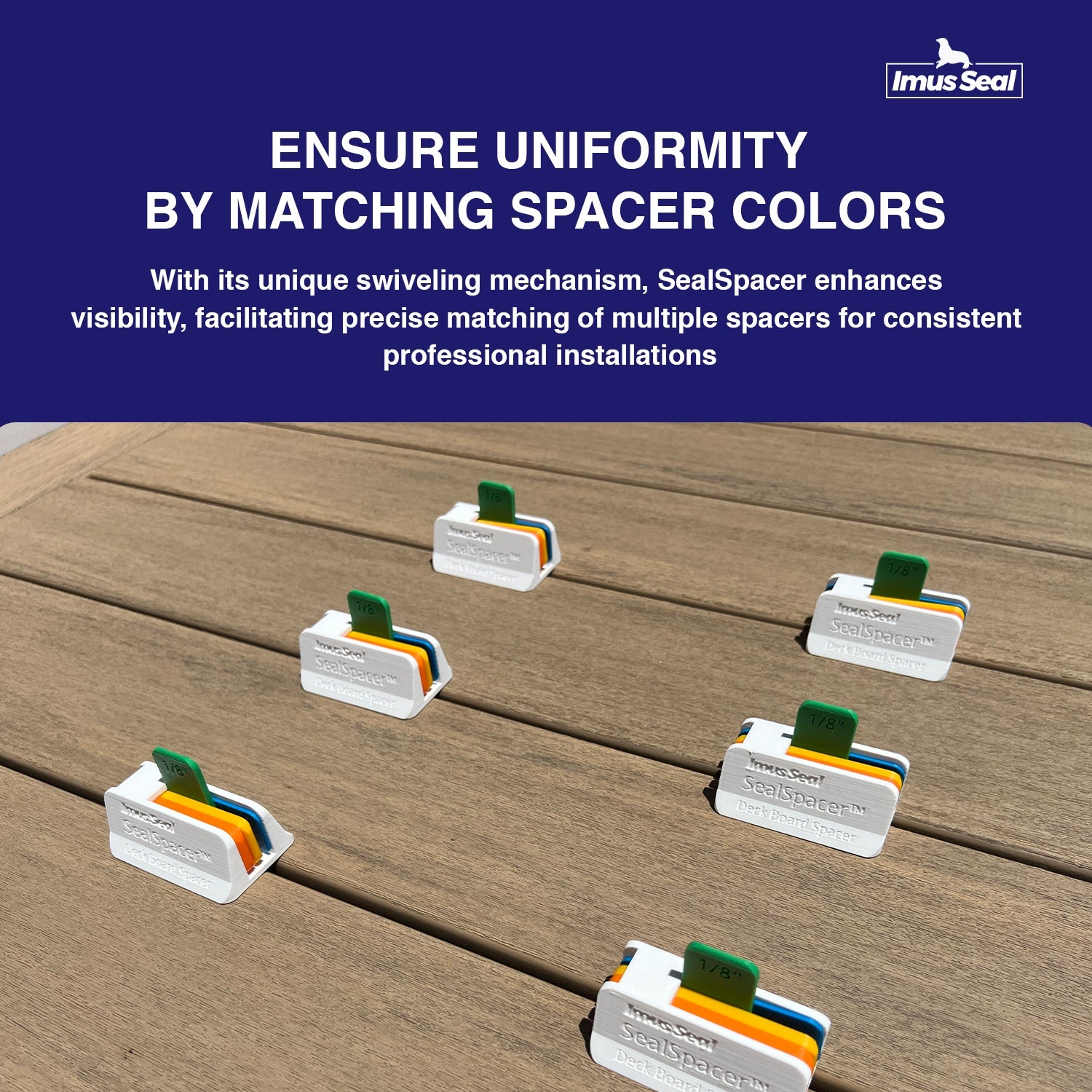 Imus Seal SealSpacer Deck Board Spacer Uniformity Infographic