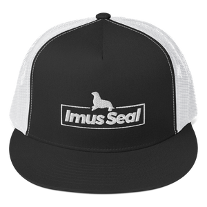 Imus Seal Five Panel Trucker Hat - Black/White